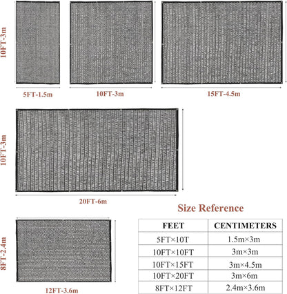 Garden expert 50% Black Shade Cloth 8x12FT Taped Edge with Grommets Sun Net Mesh for Garden Patio Backyard UV-Resistant