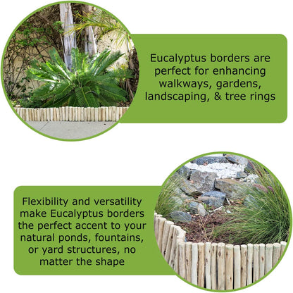 FOREVER BAMBOO Natural Eucalyptus Wood Solid Log for Landscaping Edging Lawn Garden Fence Borders 72 in L x 6 in H x 1.25 in D