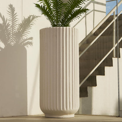 31.5 Inch Tall Roman Column Concrete Planter（14.2Dx31.5H，36 Pounds）,Durable All-Weather Use with Drainage Holes,Large Tall Round Planter for Outdoor Indoor Plants