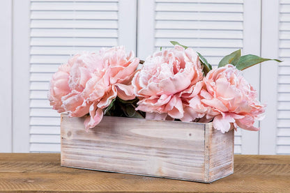 Wooden Planter Box, Whitewash with Plastic Liner l Garden Decor l Restaurant and Wedding Decorations l Wedding Bouquets, Table Centerpiece (12x4 Set of 4, Whitewash)