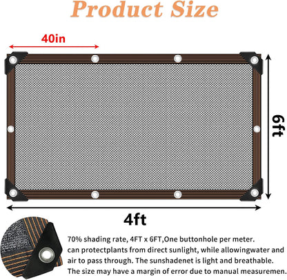 QLOFEI Shade Cloth for Garden, 60-70% Sun Screens for Patio Pergola Outdoor, Easy to Hang Mesh Tarp Shade Cloth with Grommets, Shade Neting Cover for Kennel Chicken Coop Plant Shade Sail, 4x6 FT