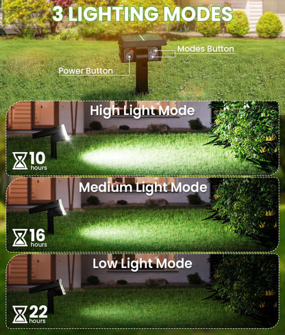 Bright Solar Spot Lights Outdoor, [58 LED/12000K/3 Modes] Solar Lights Outdoor Waterproof IP67, Auto On/Off, 2-in-1 Wall Light Flood Light for Tree Yard Garden Pathway, 2 Pack