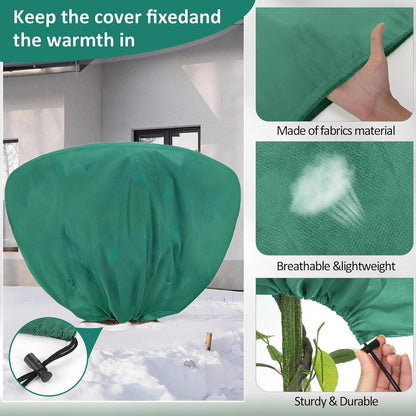12 Pcs Winter Plant Covers Freeze Protection 39.4x23.6 Inch Horizontal Shrub Tree Rose Plant Protection Bags Frost Blanket with Drawstring for Fall Winter Outdoor Garden Planting (Dark Green)