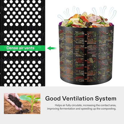 VIVOSUN 220 Gallon Outdoor Compost Bin, Expandable Composter, Easy to Setup & Large Capacity for Backyard, Lawn (Black with Gloves)