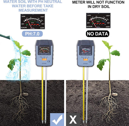 allsun 3 in 1 Soil Monitoring Meter Moisture/Light/PH Tester for Garden Farm Plants, No Battery Needed