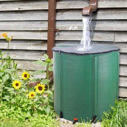 200 Gallon Collapsible Rain Barrel, Portable Rainwater Collection System, Water Storage Tank, Rain Catcher Barrel with Spigots and Overflow Kit, Rain Water Barrel Collector for Garden, Green