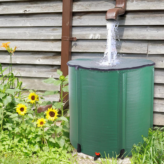 200 Gallon Collapsible Rain Barrel, Water Storage Tank, Portable Rainwater Collection System, Rain Catcher Barrel with Spigots and Overflow Kit, Rain Water Barrel Collector for Garden, Green