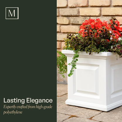 Mayne Nantucket 16-Inch Square Planter, 2-Pack – Self-Watering, Weather-Resistant Planter for Flowers – Durable Outdoor Design for Patio, Porch, or Entryway