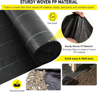 Doniks 13x115ft Driveway Fabric,3.5OZ Commercial Heavy Duty Weed Barrier Fabric, Garden Landscape Fabric,French Drain Fabric for Erosion Control,Landscape Fabric,Weed Barrier,Construction Projects