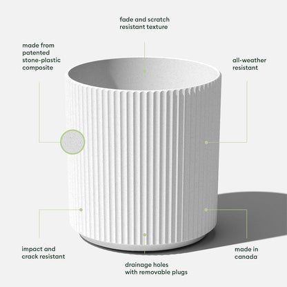 Veradek Demi Series Round Planter for Porch, Patio, Backyard | Durable Plastic-Concrete Material | Modern Décor for Tall Plants, Flowers