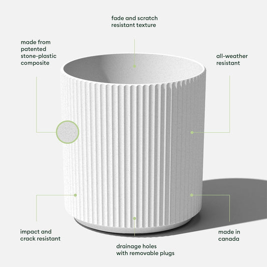 Veradek Round Demi Planter Pots for Indoor/Outdoor Garden Use | Made from Plastic - Concrete Mix with Drainage Holes | Perfect for Small to Large Succulent Plants, Flowers, Modern Interior Plants