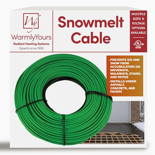 Electric Snow and Ice Melting Underground Cable 85.5 feet, Covers 28 sqft at up to 38 Watts/sqft, 240V – Radiant Heated Driveways, Walkways, Stairs – Installs Under Concrete, Asphalt, or Pavers