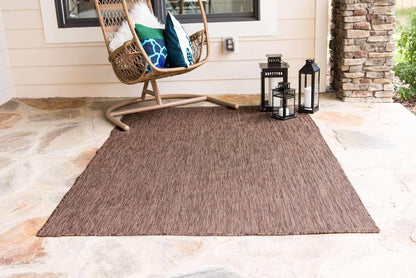 Unique Loom Collection Casual Transitional Solid Heathered Indoor/Outdoor Flatweave Area Rug (8' x 11' 4" Rectangle, Light Brown/Ivory)