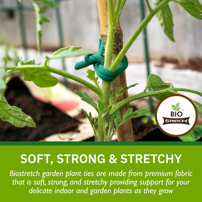 Soft Garden Plant Ties for Indoor & Outdoor Plants - Strong & Stretchy Cut-to-Length Plant Tape for Climbing Plants, Tomato Vines & Home Gardening (65 ft / 20M)