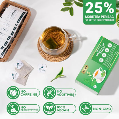 LeafLea Moringa Tea, 120 Fresh-Sealed Tea Bags, Premium Herbal Blend from 100% Natural Moringa Leaves, Supports Digestion & Immune Health, Caffeine-Free, Sugar-Free, Vegan, Non-GMO