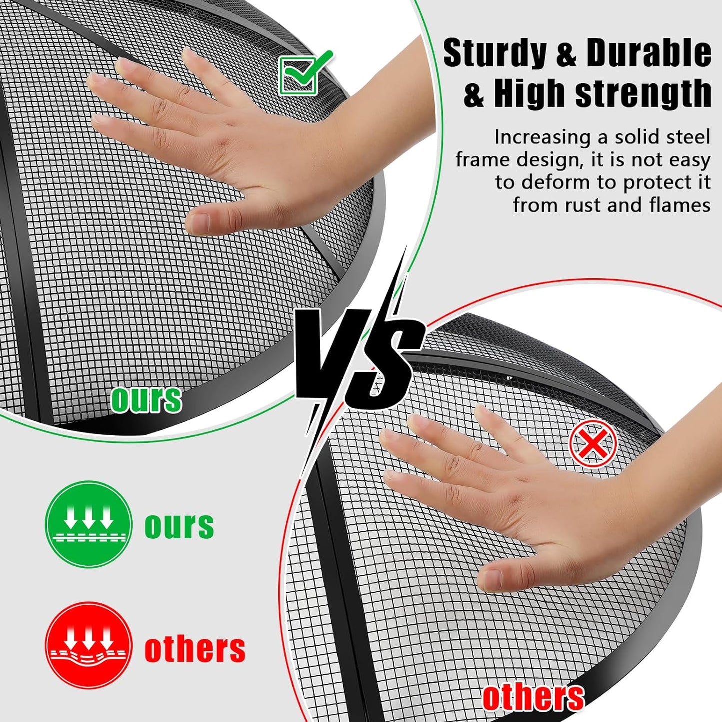 Fire Pit Spark Screen, Fire Pit Screen 27 Inch Round with Handle & Poker, Collapsible Heavy Duty Mesh Fire Pit Cover Fire Pit Lid for Outdoor/Patio/Backyard/RV Camping/Beach