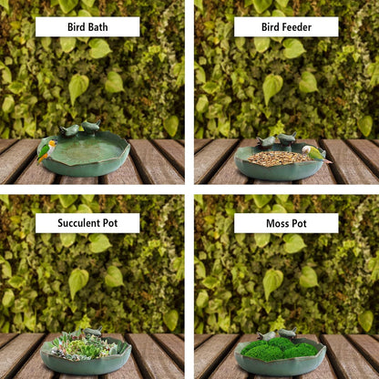 Ceramic Heavy Duty Ground Wild Bird Bath Bowl or Feeder for Outdoor Garden, Bowl Only (Beige)