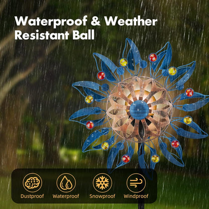 Solar Wind Spinner, Waterproof Outdoor Metal Wind Sculpture for Patio, Lawn & Garden Decor (Retro Spinner)