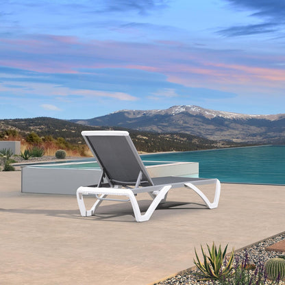 PURPLE LEAF Patio Chaise Lounge Chair Outside Aluminum Plastic Stackable Tanning Chairs for Pool Sunbathing Beach Deck Outdoor Lounger, Light Grey