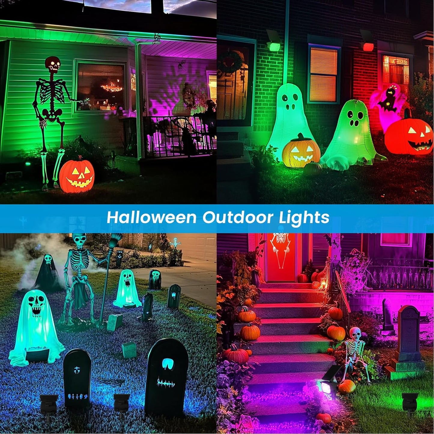 VOLISUN Solar Landscape Spotlights Adjustable Outdoor, Uplights Solar Waterproof IP67, Spot Lights Solar Powered for House,Tree,27 LED with 6 Colors Changing(8 Pack- RGB)