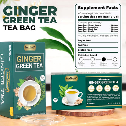 Premium Ginger Green Tea Bags Blend, Natural Green Tea with Ginger Tea Bags, Spicy and Warming Flavor Promotes Healthy Digestion, Ideal For Gift Box | 160 Tea Bags