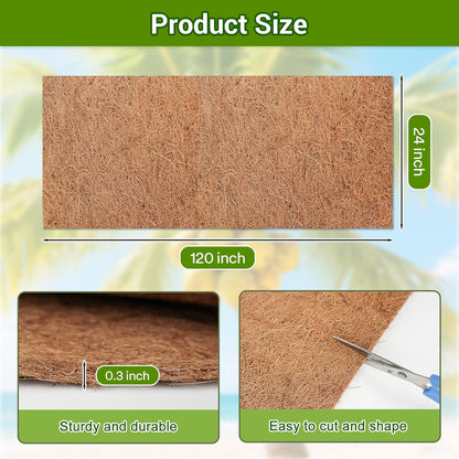 Coconut Liners for Planters 24x120 Inch, Natural Coco Liners for Planter Flower Basket, Thick Coco Fiber Mat for Garden Decoration, Hanging Basket, Animal pet pad