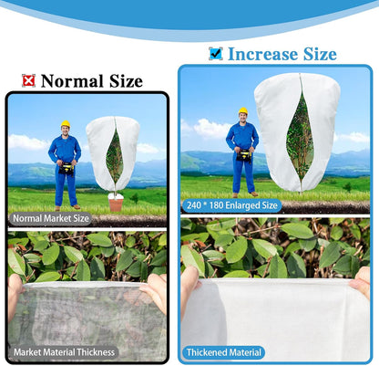 Plant Covers Freeze Protection, Frost Blankets for Outdoor Plants with Drawstring and Zipper, 2.5 oz/yd² 7.9 X 6.6 Ft, Reusable Winter Plant Protector Bag for Protect Trees Shrubs from Cold Frost