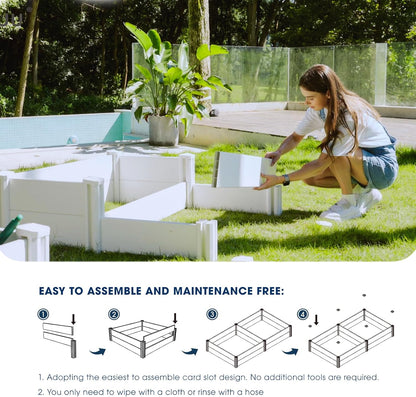 PASAMIC 8x4x1ft Vinyl Raised Garden Bed, Rust-Proof Raised Plant Box for Gardening, Durable Outdoor Planter Box with Open Bottom, DIY Above Ground Vinyl Garden Beds for Fruit, Vegetables, Herbs