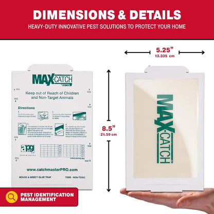 Catchmaster Max-Catch Mouse & Insect Glue Trap 72PK, Mouse Traps Indoor for Home, Sticky Pest Control Adhesive Tray for Catching Bugs, Non Toxic Bulk Unscented Glue Boards