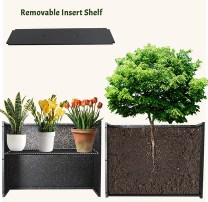 Metal Planter Box Rectangular Planter, 35.5" Lx 10" Wx 28" H Terrazzo Pink Large Planters with Drainage Holes, Galvanized Steel Tall Planters for Patio/Porch