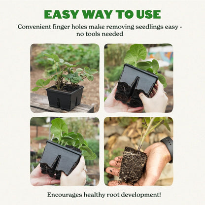Epic Gardening Reusable Seed Starter Tray - 4 Cell 4"/8 Seedling Starter Trays - Easy Watering, Indoor Greenhouse, Plant Starter, Gardener-Friendly for Seedlings | UV-Treated & BPA-Free - Black