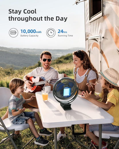 Koonie 10000mAh Rechargeable Portable 8-Inch Clip-on Fan, USB Car Fan 4 Speeds, Sturdy Clamp for Office Desk, Golf Cart, Stroller, Outdoor, Travel, Camping, Tent, Gym, Treadmill