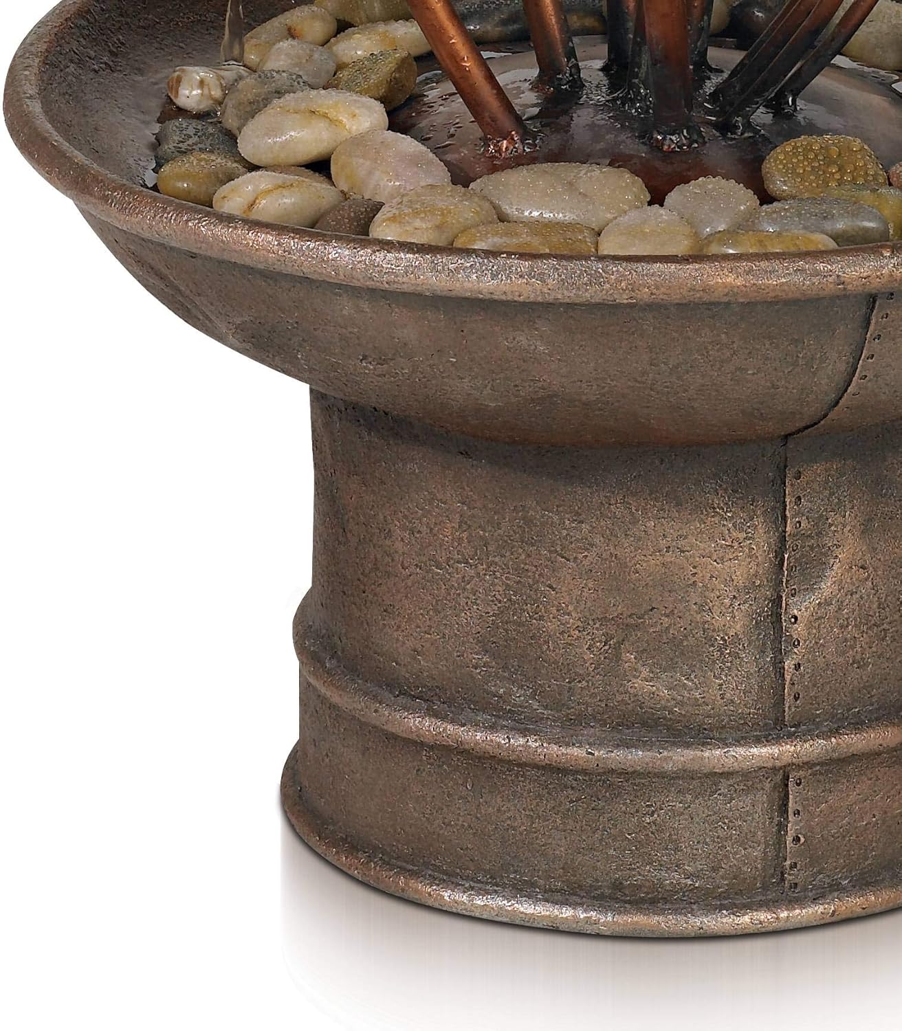 Ashton Water Lilies and Cat Tails 33" High Large Asian Indoor Outdoor Decor Resin Floor Fountain Standing Waterfall Tiered Water Feature for Outside Garden Patio Yard Backyard - John Timberland