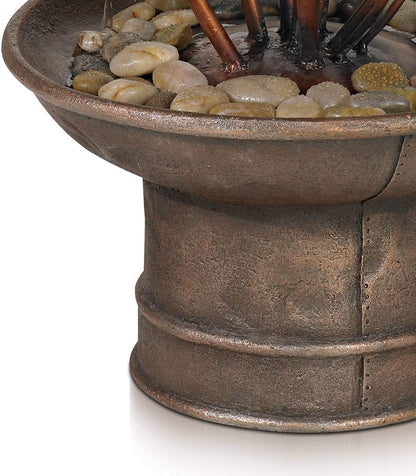 Ashton Water Lilies and Cat Tails 33" High Large Asian Indoor Outdoor Decor Resin Floor Fountain Standing Waterfall Tiered Water Feature for Outside Garden Patio Yard Backyard - John Timberland