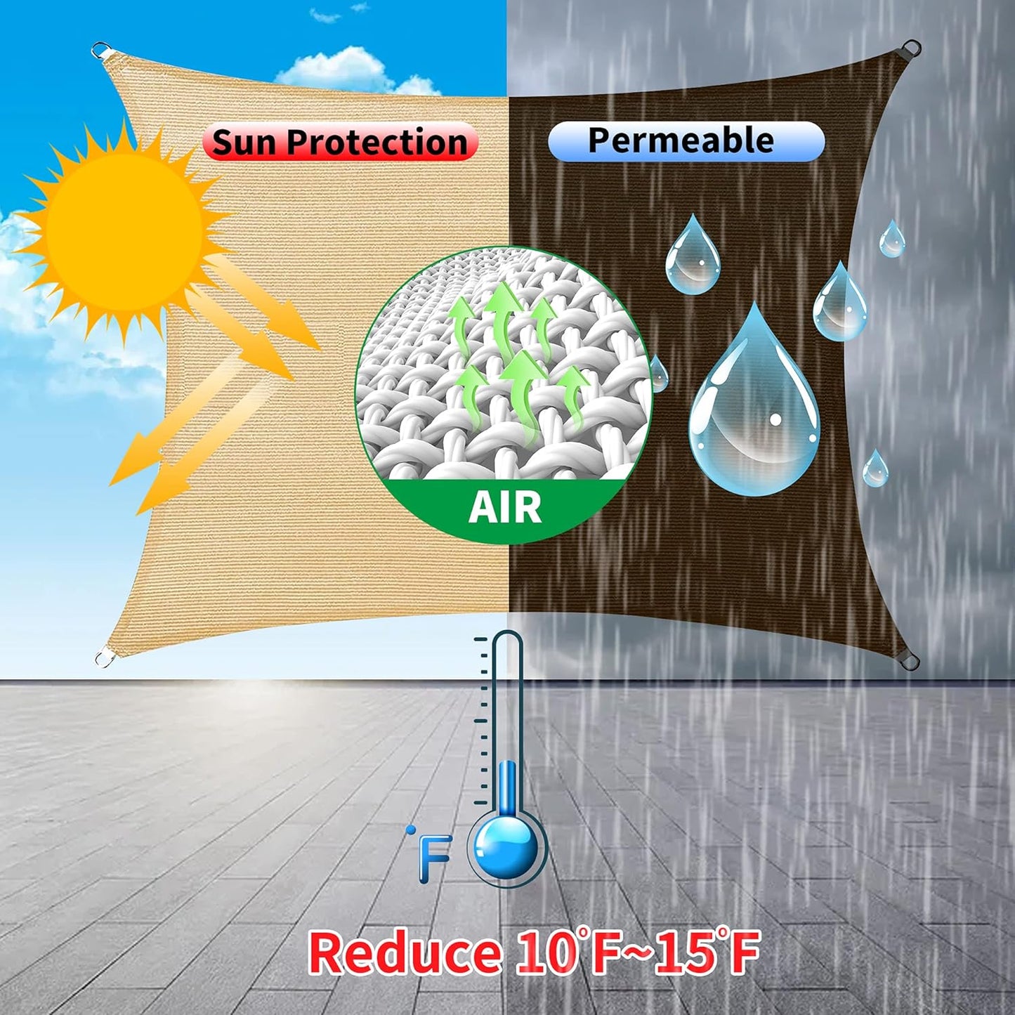 14' x 17' Green Rectangle Sun Shade Sail SSP1212 Canopy Durable Fabric UV Block Awning We Make Custom Orders