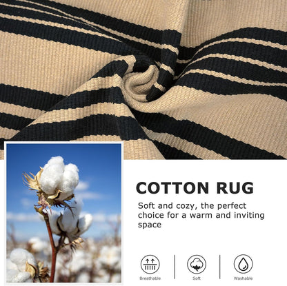 IOHOUZE Black and Tan Striped Rug 3'x5' Front Door Rugs Outdoor, Washable Area Rug for Front Porch, Spring Summer Welcome Mats Outdoor Indoor, Doormat for Entryway Porch Entrance