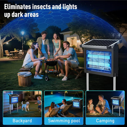 Solar Bug Zapper, 4500V IP66 Waterproof Outdoor Portable Rechargeable Electric Mosquito Killer for Camping, Patio, Garden Mosquito Zapper for Outdoor Use