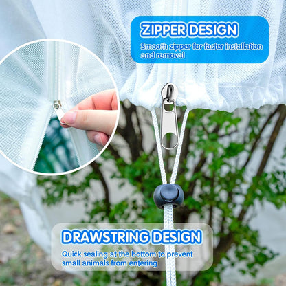 7.9×5.9FT Tree Covers for Winter, Plant Covers Freeze Protection with Drawstring and Zipper, Frost Cloths for Outdoor Plants (White)