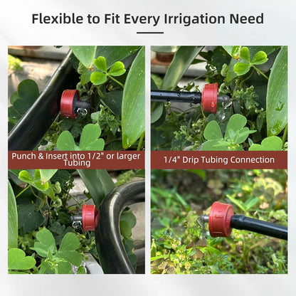 60PCS 0.75 GPH Pressure Compensating Drip Irrigation Spot Watering Drippers/Emitters, Self-Cleaning Constant Flow Drip Irrigation Emitters Heads Irrigation Drippers Parts for Drip Irrigation System