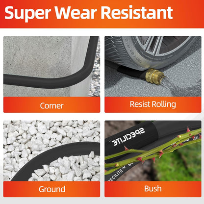 Garden Water Hose 50 ft x 5/8 in Heavy Duty, Flexible and Lightweight, Burst 600 psi, Kink-less Hybrid Rubber Pipe for Backyard, 3/4'' Brass Fittings, Black