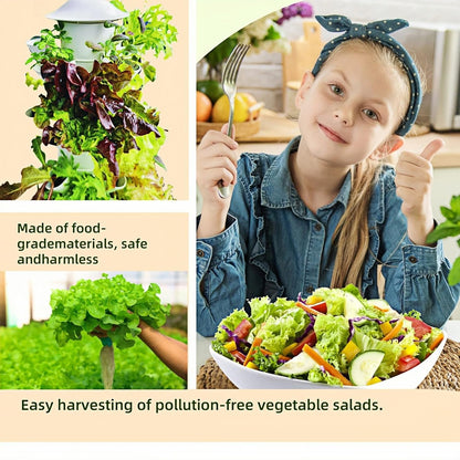 Hydroponic Growing System Kit - Indoor Smart Hydroponic Vertical Garden,Hydroponic Vegetable System,30 Pods,with Pump System and Automatic Timer, White