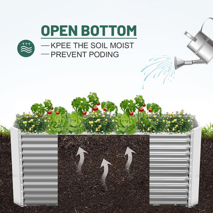 Land Guard 8x4x3ft Rectangular Galvanized Raised Garden Beds, Large-Capacity Metal Planter Box Outdoor, Durable Deep Raised Garden Bed 3ft Tall, Raised Beds for Gardening Vegetables, Classic Silver