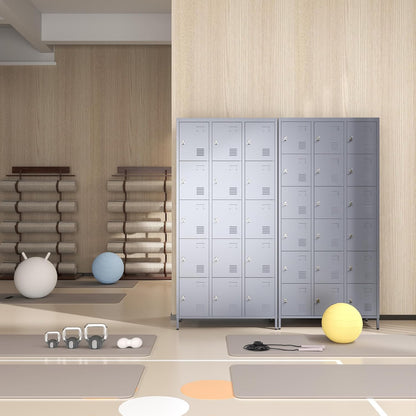 Metal Lockers for Employees, Storage Employee Locker, 72" Storage Lockers with Shelves Steel Cabinet for Home (Gray, 15 Door)