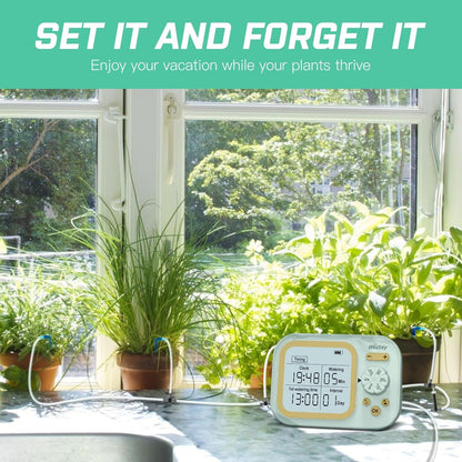 Automatic Plant Waterer Indoor Self Watering System for 15 Potted Plants, Auto Drip Irrigation Kit Programmable Water Timer with Smart Humidity Detection, Green