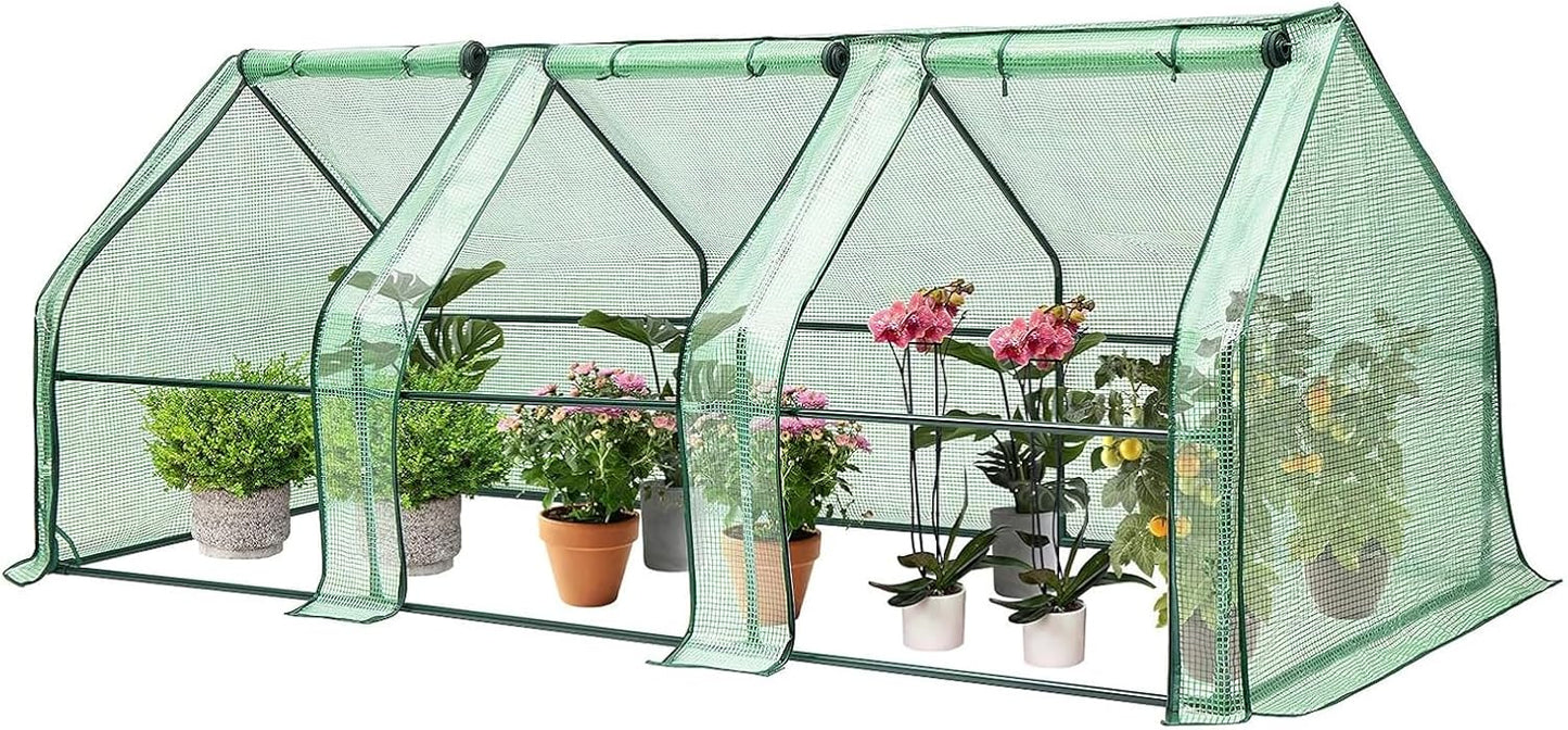 VIVOSUN Portable Mini Greenhouse 94.5x36x36-Inch Tunnels, PE Cover with Roll-up Zipper Door, for Indoor Outdoor or Garden Plant Growing