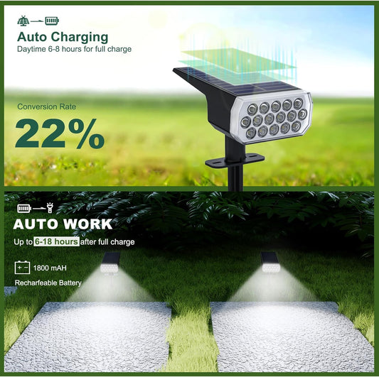 Solar Spot Lights Outdoor Waterproof IP65, 3 Lighting Modes Solar Outdoor Lights for Garden Yard Outside Landscape, 4 Pack