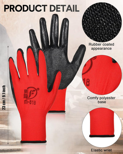 Nuogo 48 Pairs Gardening Gloves for Men Women Rubber Coated Safety Work Gloves Bulk for Gardening Construction Work