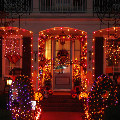 Dazzle Bright Orange Fairy String Lights, 4 Pack Total 80FT 240LED Copper Wire Battery Operated Waterproof Lights, Halloween Decorations for Indoor Home Outdoor Patio Yard Party Decor