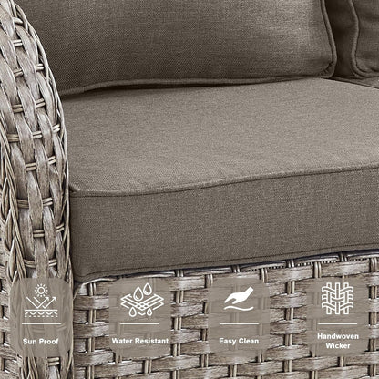 5 Piece Outdoor Patio Furniture Set with Deep Seating Swivel Rocker Chairs Loveseat and Rattan Coffee Table Outdoor Conversation Sets for Deck Backyard Poolside,Gray Wicker Gray Cushion