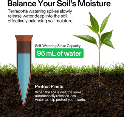 VIVOSUN 6-Pack Self-Watering Spikes, Hexagonal Terracotta Watering Stakes, Auto-Water Device, Planter Insert for Indoor & Outdoor Potted Plants